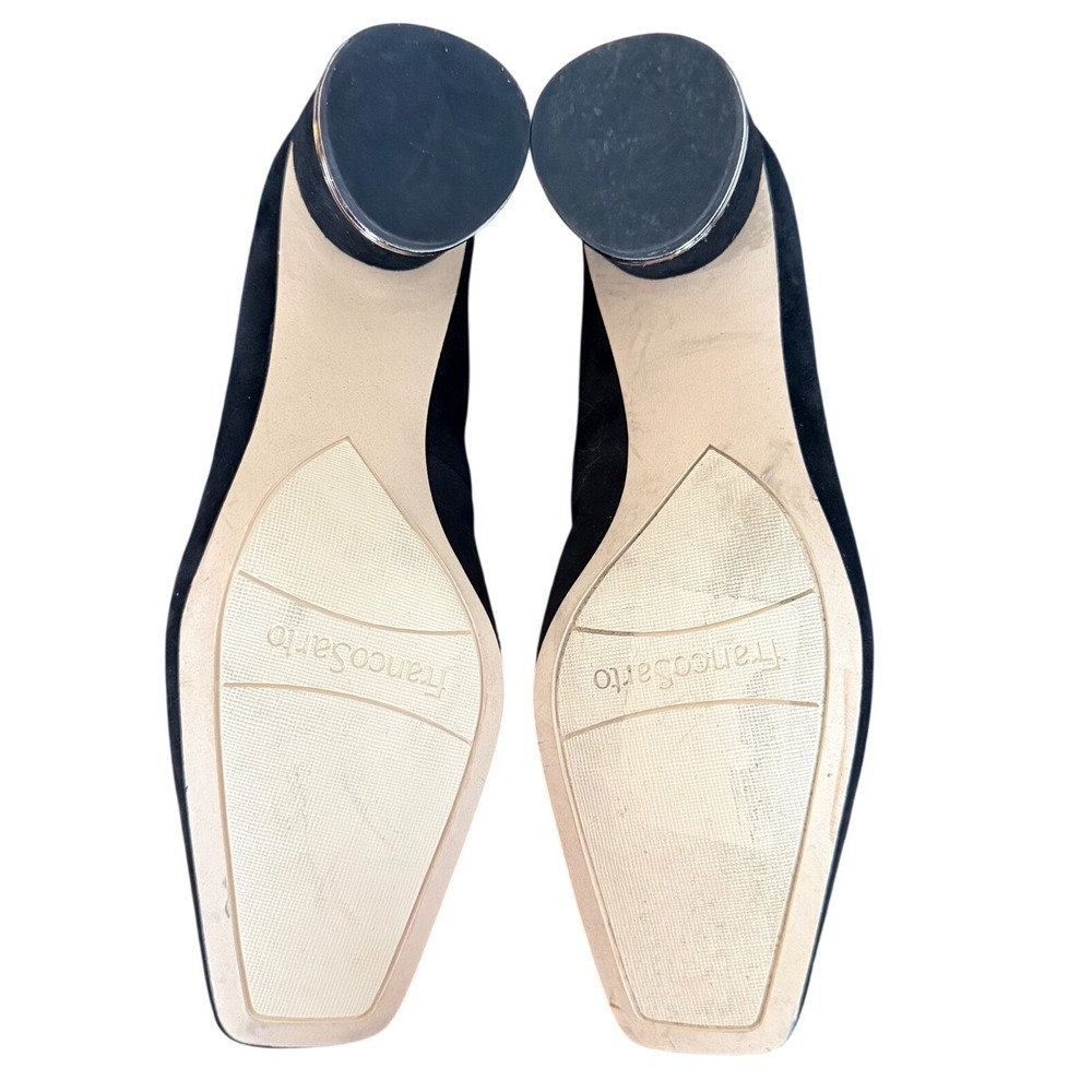Franco Sarto Pisa Black Suede Block Heel Pumps Square Toe Size 7 Grannycore - Picture 6 of 7